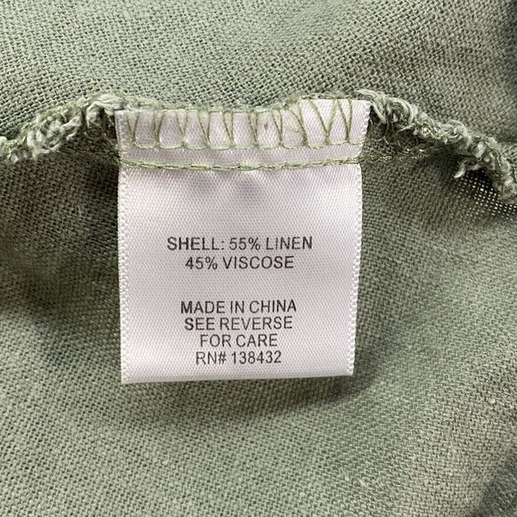 MODCLOTH Women Blouse Size L Green Linen Blend Crop Tie Button Front Casual - Picture 8 of 9